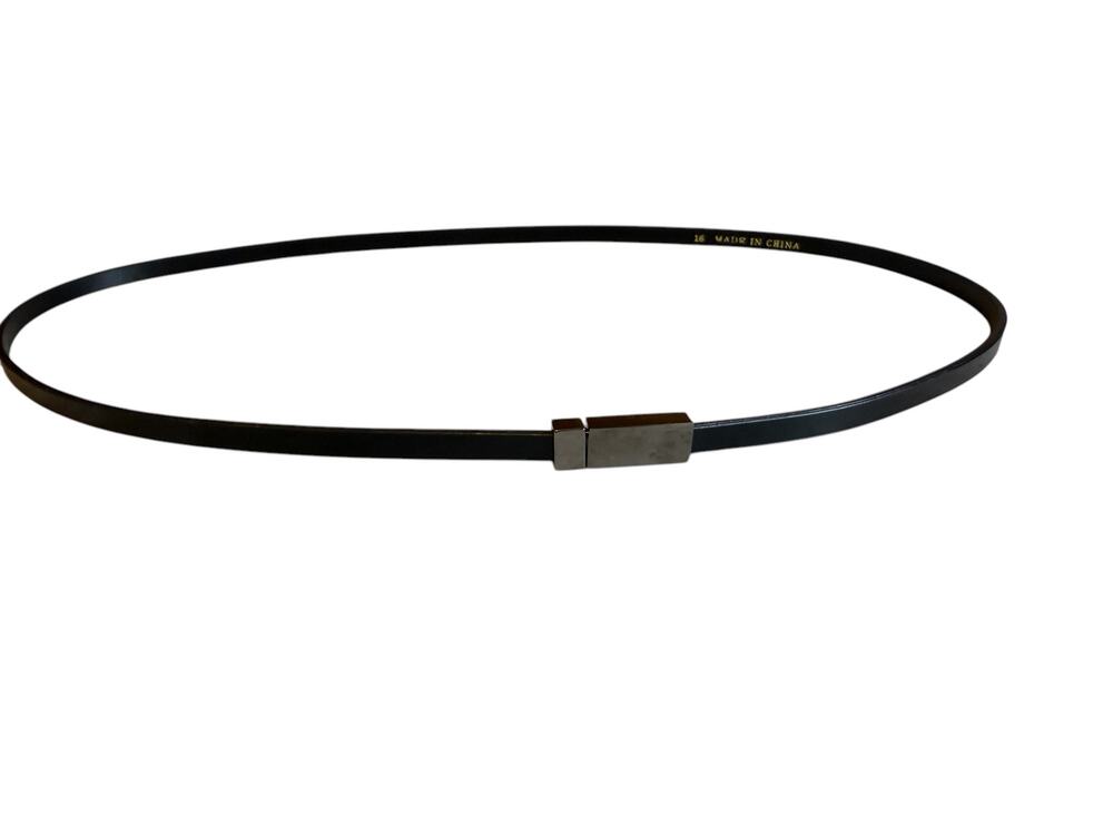 Black Faux Leather Skinny Belt 16